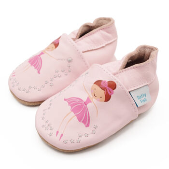 Dotty Fish Fairy Ballerina Soft Leather Baby Shoes With Barefoot Soles, 5 of 8