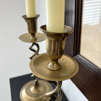 Pair Of Vintage Brass Spiral Candlesticks, 3 of 5