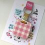 Personalised Pink Gingham Print Glitter Keyring, thumbnail 6 of 7