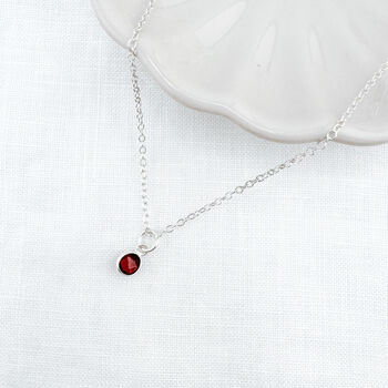 Garnet Sterling Silver Charm Necklace January Birthstone Jewellery, 2 of 5