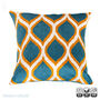 Ikat Velvet Cushion Cover With Blue And Yellow 50x50cm, thumbnail 1 of 5