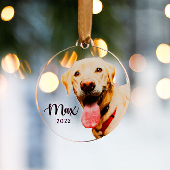 Dogs First Christmas Personalised Photo Bauble, 5 of 6