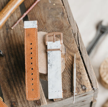 'Grey Marble' Leather Smartwatch Strap; Handmade Band, 7 of 9