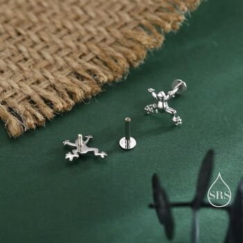 Stering Silver Tiny Frog Stud Earrings, 4 of 12