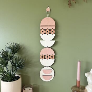 Boho Wood Wall Decor Geometric Wood Wall Art Neutral Home Decor, 3 of 8