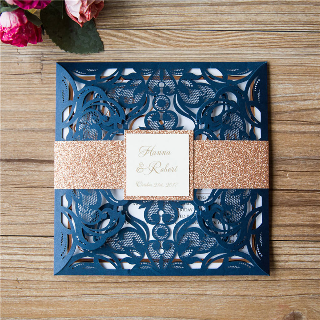 Pearl Square Laser Cut Gatefold Wedding Invitation By Shindigg
