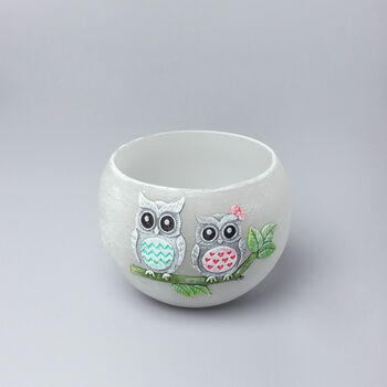 G Decor Handmade Hootique Owl Couple Candle Grey Owls With Wide Eyes, 2 of 6