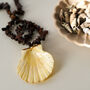 Brown Stone Chip Necklace With Natural Scallop Shell Pendant, thumbnail 2 of 4