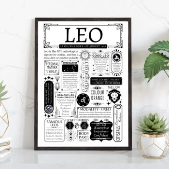 Personalised Leo Zodiac Birthday Print, 3 of 9