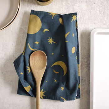 Illustrated Celestial Pattern 100% Cotton Tea Towel, 2 of 6