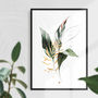 Tropical Leaf Print Set Of Four Illustration Green Gold, thumbnail 3 of 9
