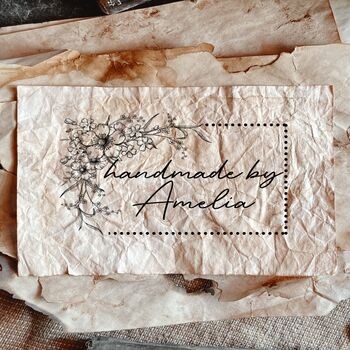 Botanical Style Handmade By Personalised Rubber Stamp, 4 of 4