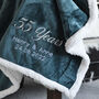 Personalised Emerald Wedding Anniversary Teal Blanket, thumbnail 4 of 5