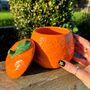 Orange Ceramic Jar With Lid, thumbnail 1 of 5