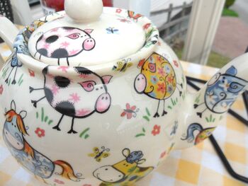 Six Cup Teapot In Crazy Farm Design, 8 of 8