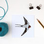 Swallow Greetings Card, thumbnail 2 of 2