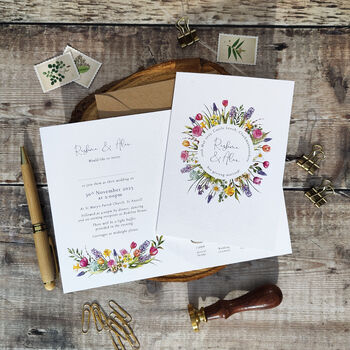 Spring Flowers Folded Wedding Invitation Suite, 7 of 9
