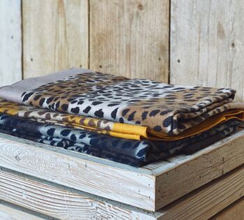 Personalised Soft Leopard Print Scarf With A Border, 2 of 2