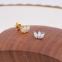 White Opal Marquise Cluster Stud Earrings In Sterling Silver, thumbnail 5 of 10
