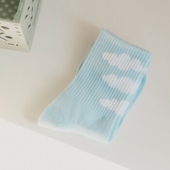 Kamal Blue Cloud Print Gender Neutral Ankle Socks, 4 of 5