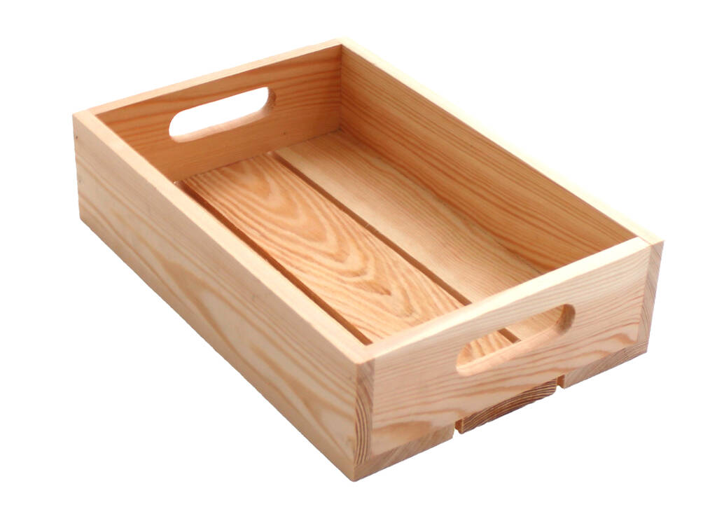 Small Wooden Shallow Crate, 1 of 6