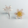 Sterling Silver Magnolia Flower Stud Earrings, thumbnail 4 of 6