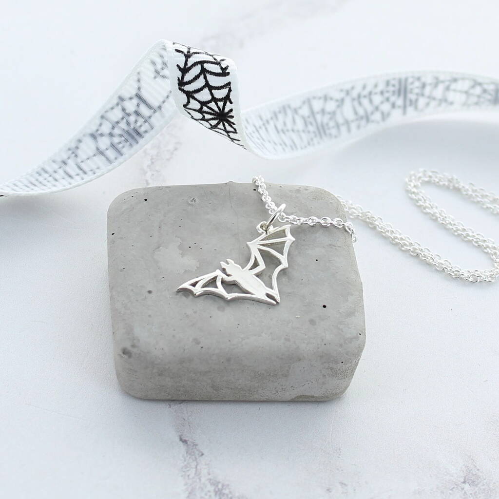 Sterling Silver Bat Charm Necklace, 1 of 2