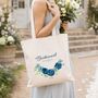 Personalised Blue Floral Bridesmaid Tote Bag Gift, thumbnail 4 of 6