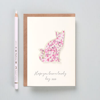 Personalised Mother's Day Liberty Cat Card, 2 of 4