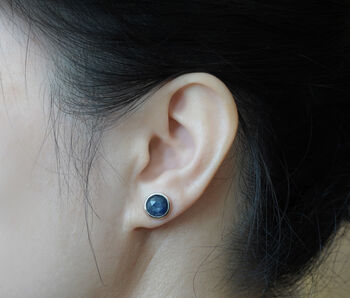 Sapphire Stud Earrings In Midnight Blue, 4 of 4
