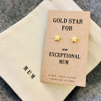 Gift For Mum. Gold Star Earrings, 2 of 3
