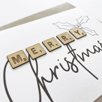 Merry Christmas Wooden Tiles Card, 2 of 2
