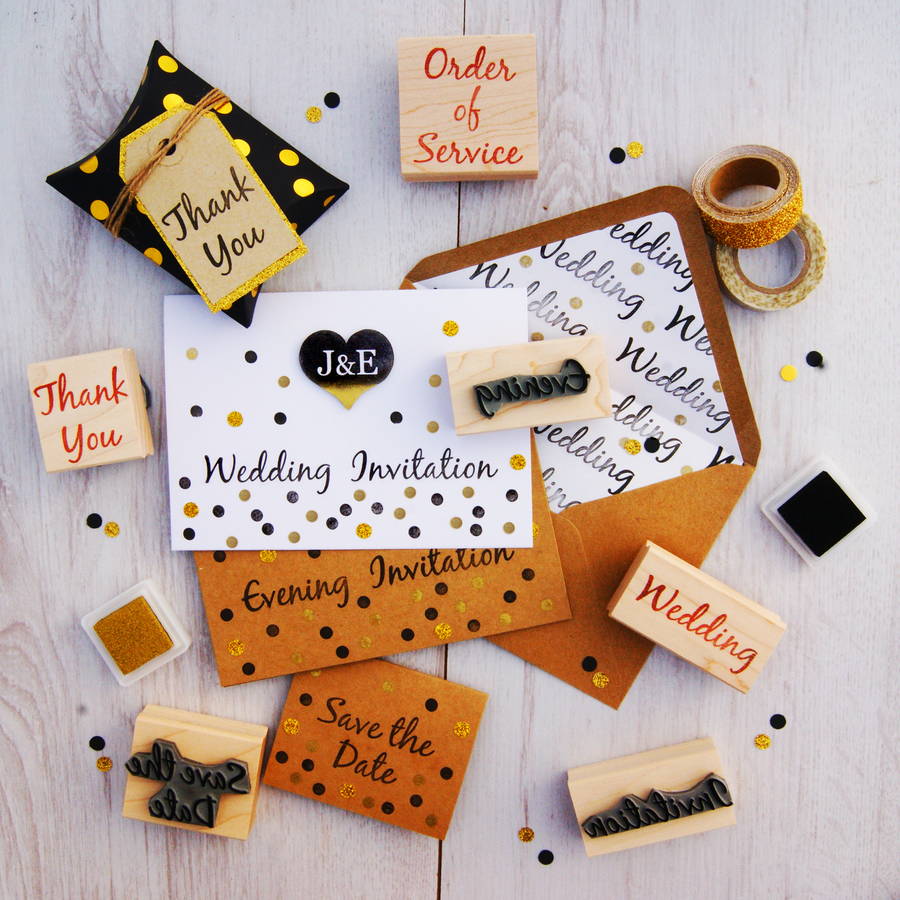 Wedding Invitation Rubber Stamps Various Fonts By Skull And Cross