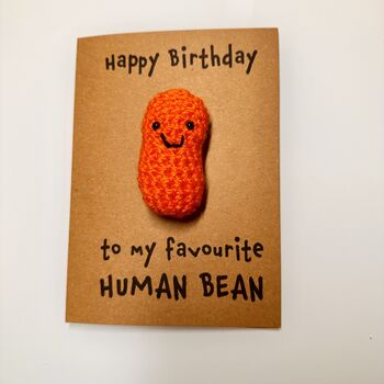 Human Bean Crochet Birthday Card Handmade, 4 of 11