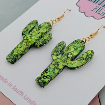 Cactus Glitter Earrings, 4 of 4