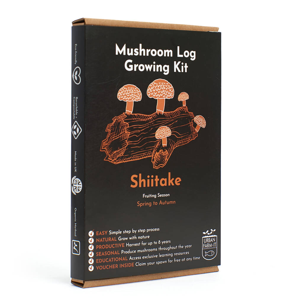 Shiitake Mushroom Log Growing Kit Gift Option By Urban FarmIt