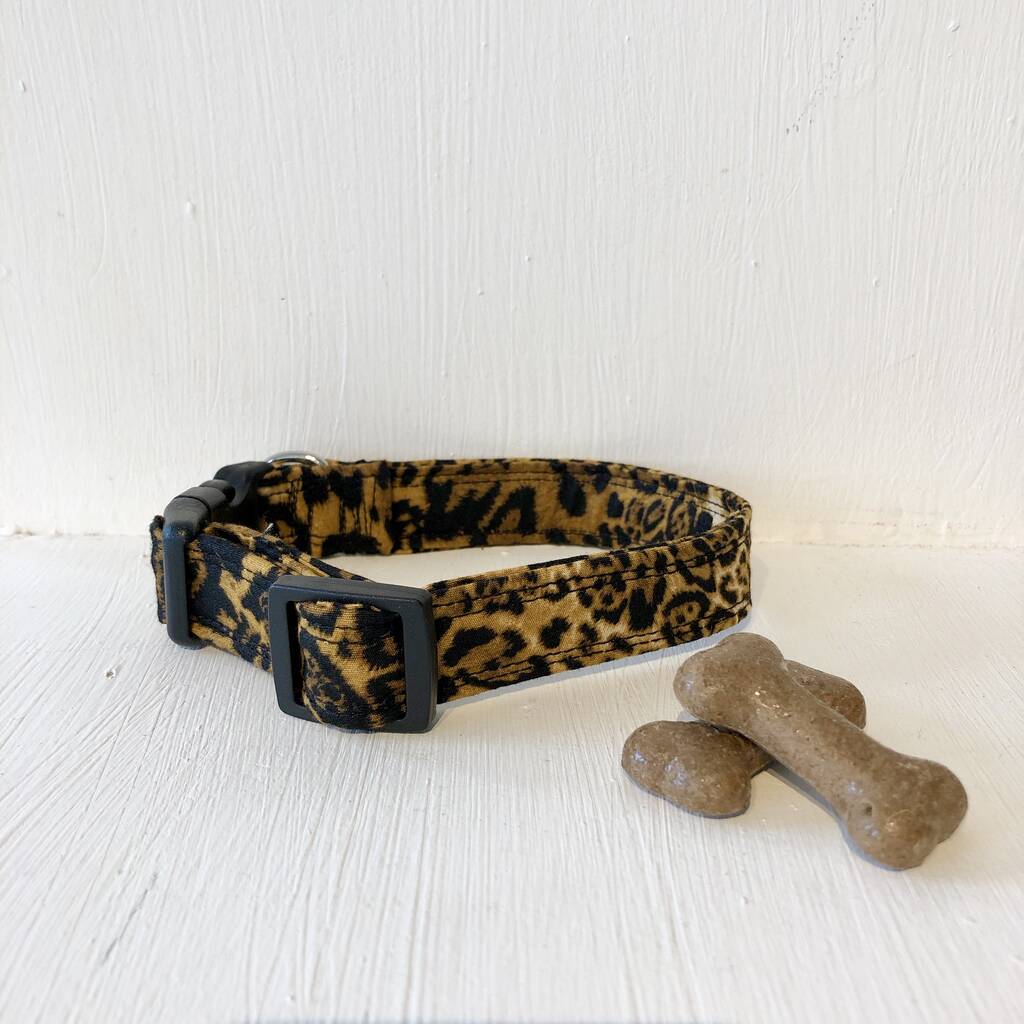 Leopard Print Dog Collar And Lead/Leash Set By Charlie and Boo