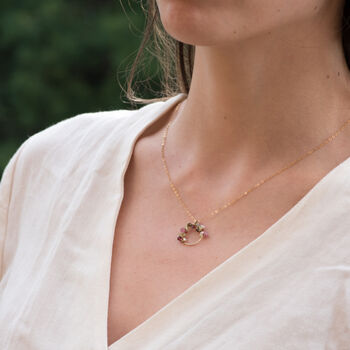 Dainty Tourmaline Peridot Garnet Pendant Necklace, 2 of 11