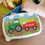 Personalised Blue Tractor Lunch Box For Kids, thumbnail 2 of 2