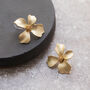 Gold Colour Hand Painted Flower Shaped Stud Earrings, thumbnail 1 of 3