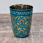 Hand Painted Blue And Gold Stainless Steel Drinking Tumbler, thumbnail 1 of 4