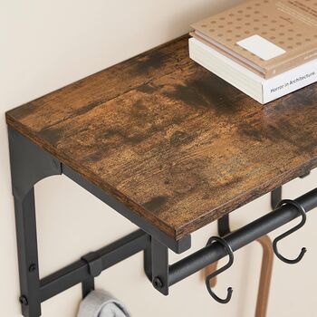 Wall Coat Rack Shelf With Eight Hooks, 5 of 7