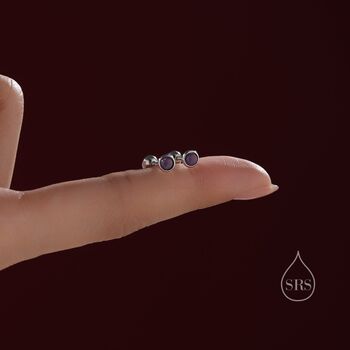 Tiny Black Opal Screw Back Earrings In Sterling Silver, 5 of 8