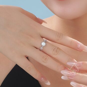 White Opal Olive Leaf Ring In Sterling Silver, 2 of 12