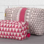 Sankari Stripe Pattern Cotton Washbag In Grey / Pink, thumbnail 4 of 12