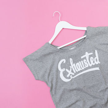 Mum And Baby 'Exhausted' And 'Exhausting' T Shirt Set, 8 of 10