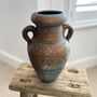 Vintage Mediterranean Blue Green Brown Amphora Vase, thumbnail 5 of 6