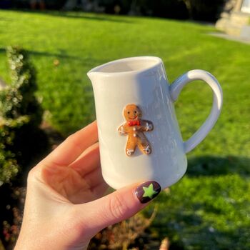Ceramic Milk Jug With Embossed Gingerbread Man Motif, 3 of 7