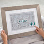 Personalised 40th Birthday Word Art Print, thumbnail 4 of 12