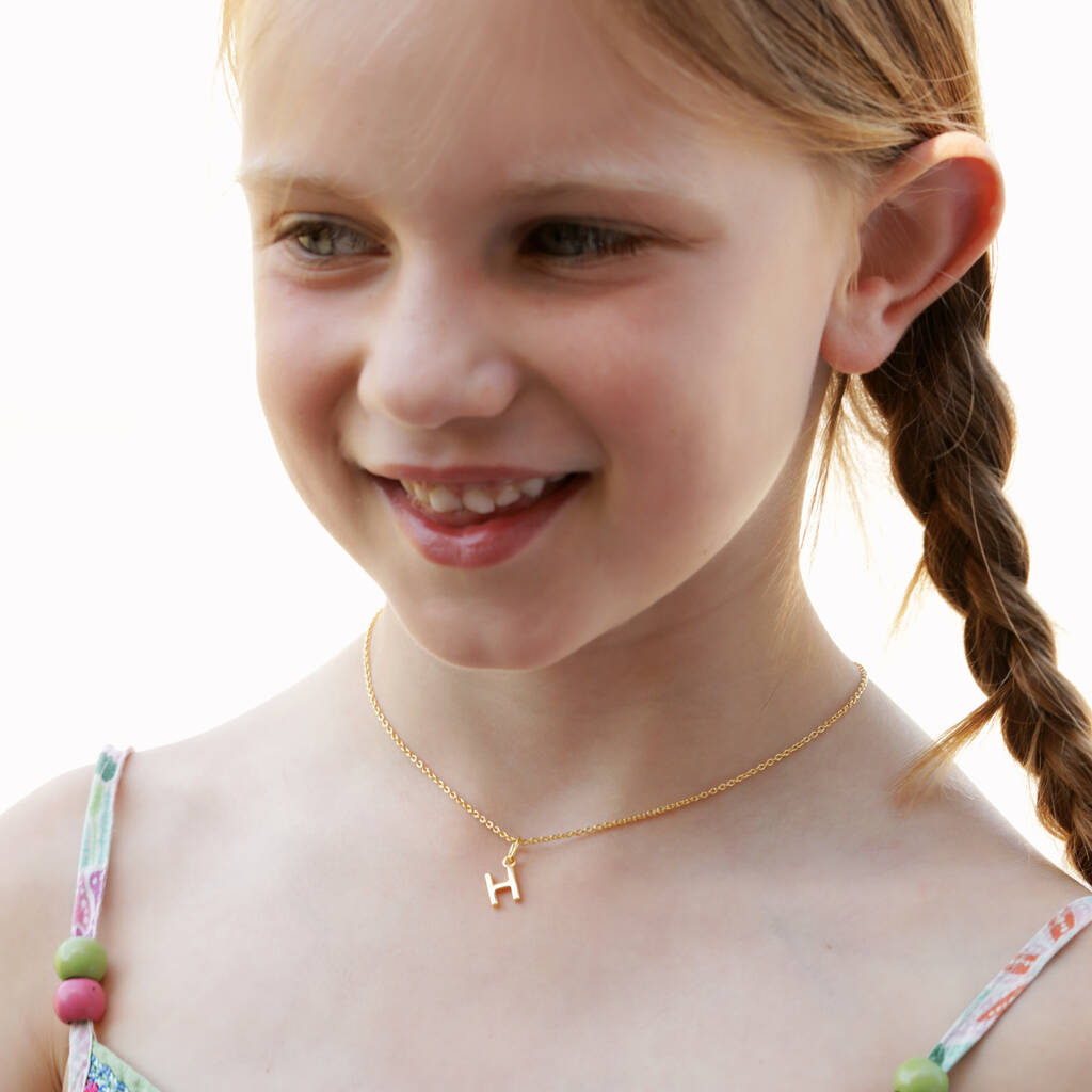 Children's Initial Silver Or Gold Vermeil Necklace, 1 of 9